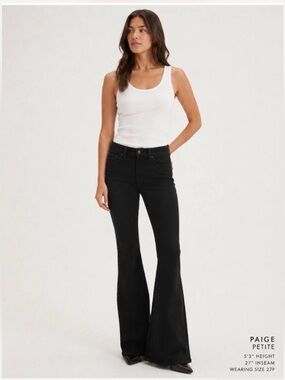 PAIGE Black Flare Jeans High-Rise Bell Canyon